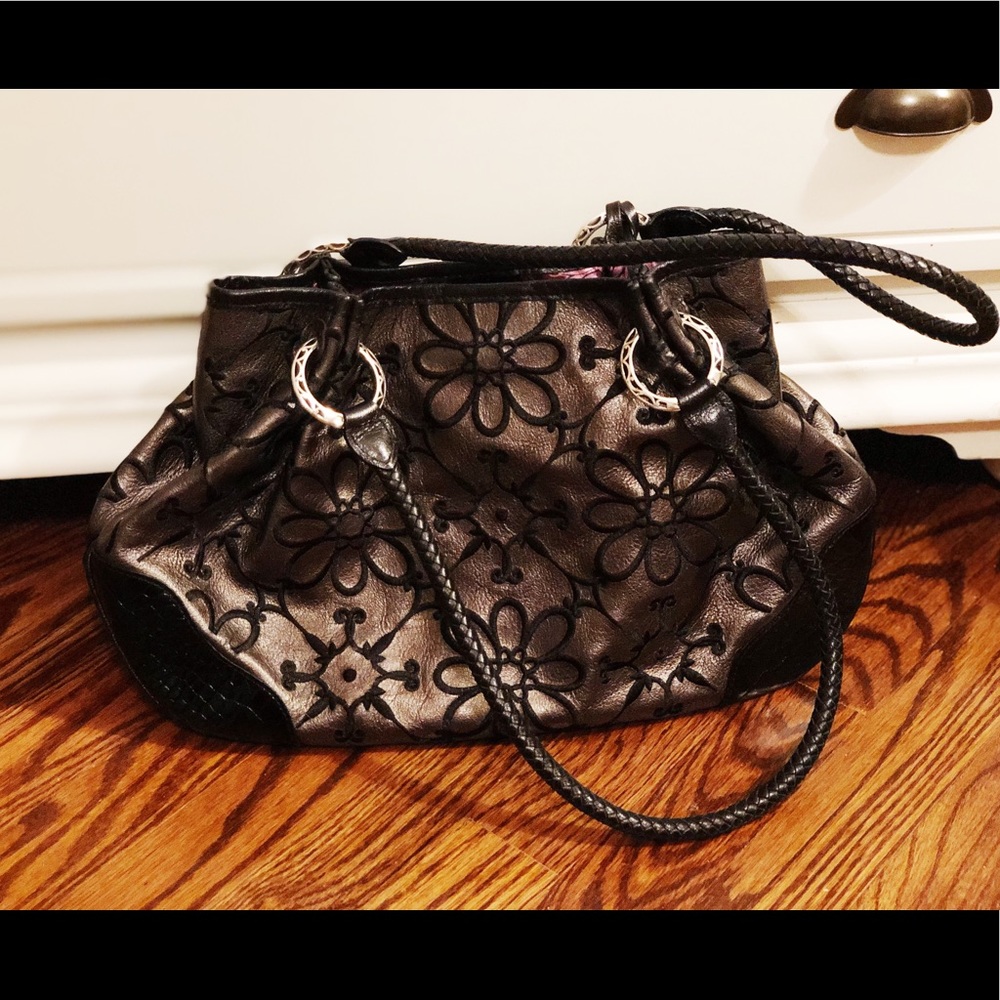 Brighton Large Valencia Tote Gunmetal Gray Leather